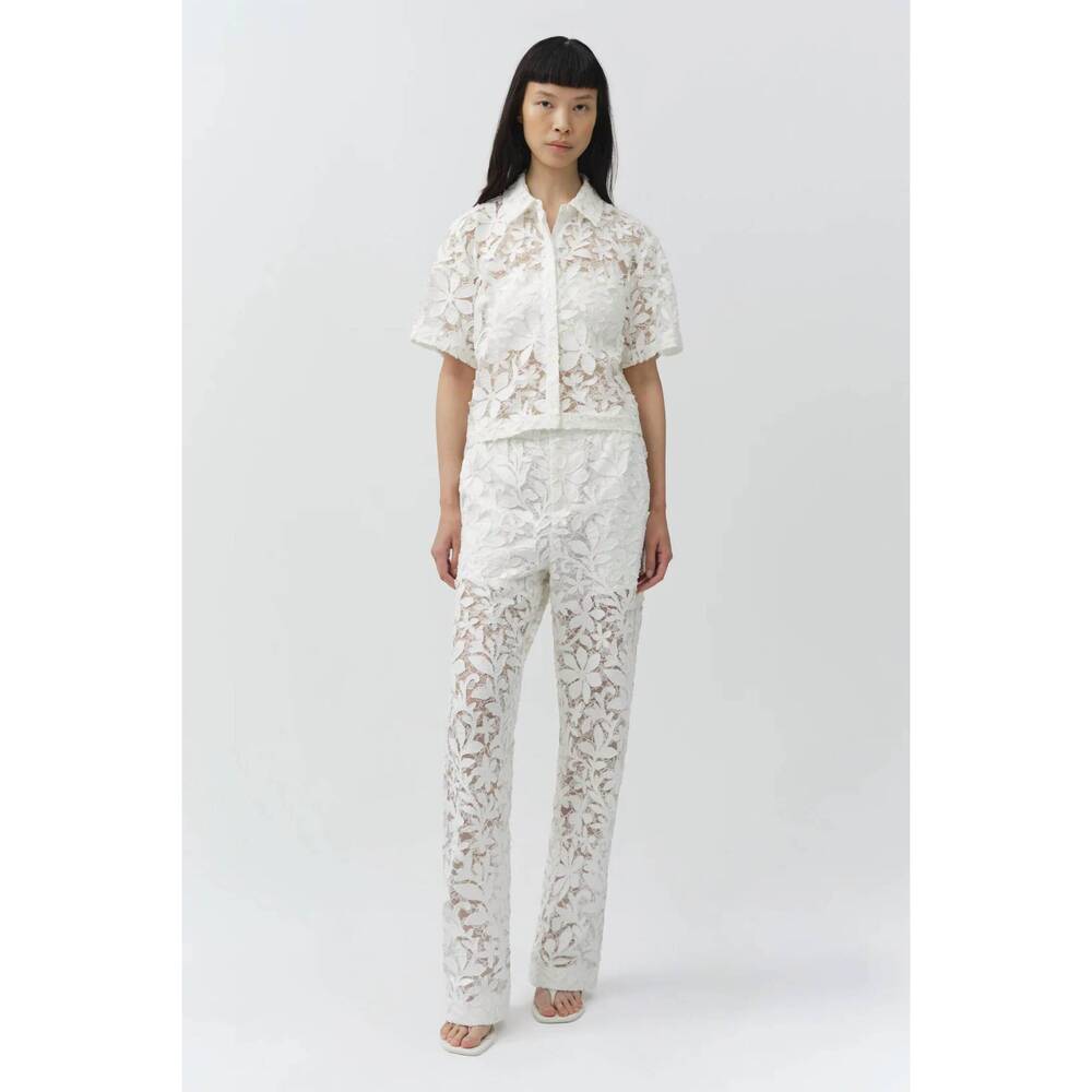 NEW SIMKHAI annaelle cotton lace top in white